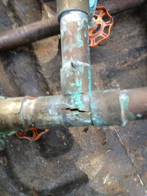 This pipe burst at the "T" connection. ANNE SURCHIN