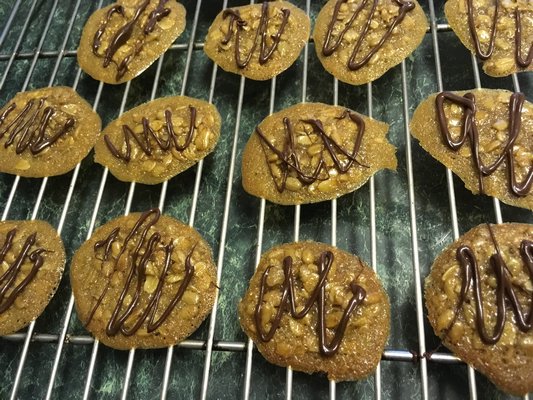 Chocolate Drizzled Lace Cookies With Sunflower Seeds And Oats JANEEN A. SARLIN