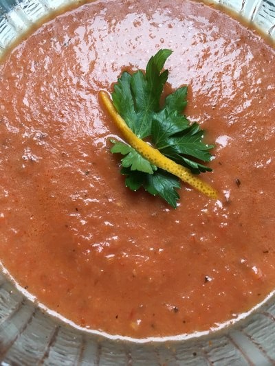 Winter tomato and garlic soup. JANEEN A. SARLIN