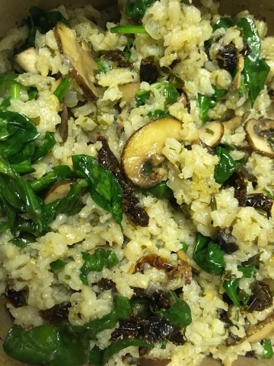 Brown and white rice stuffing.  JANEEN SARLIN