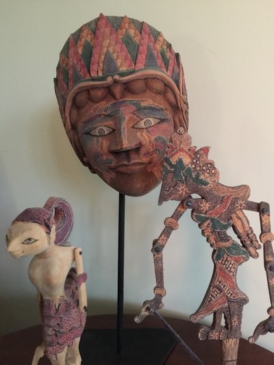 Theatrical Balinese mask and puppets. MARSHALL WATSON