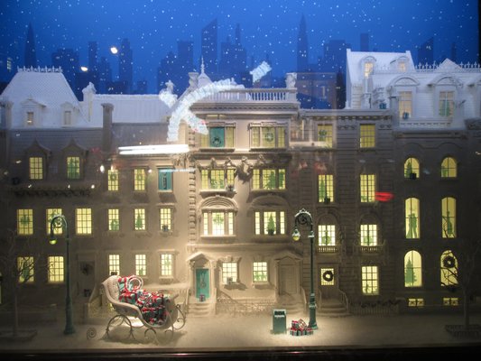 Tiffany & Co. created the illusion of a Christmas village on its facade. MARSHALL WATSON