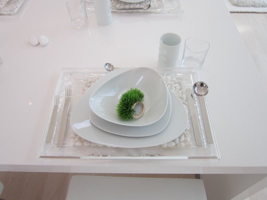 White on white table setting. MARSHAL WATSON