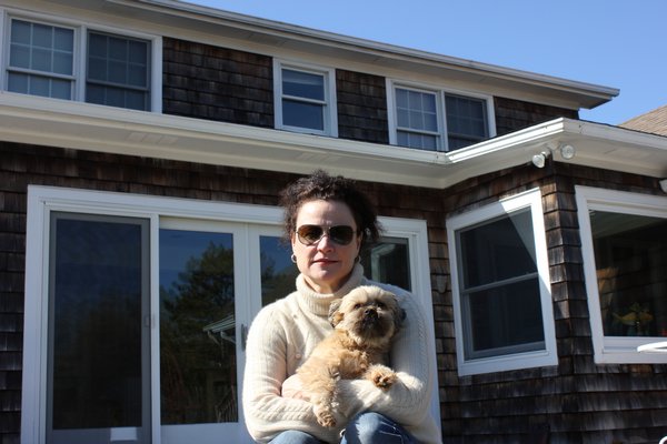 Quogue resident Eileen Duffy sits on the back porch of her Barker Lane home. VALERIE GORDON