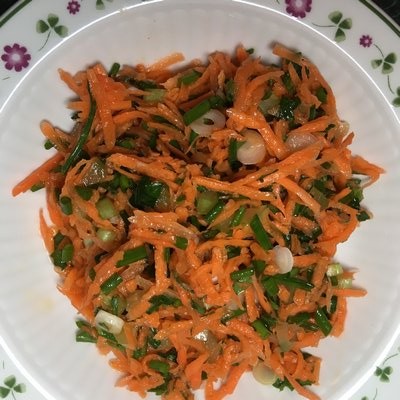 Mom's lean cuisine shredded carrot salad. JANEEN SARLIN