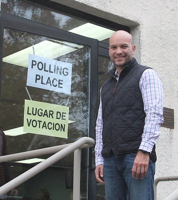 David Lys outside the Springs Fire Department polling station on Tuesday, November 6. KYRIL BROMLEY