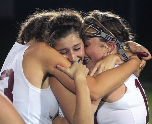 November 6 -- A Long Awaited Win--The Southampton field hockey team celebrates after beating defending state champion Pierson in the Suffolk County Class C Championship.