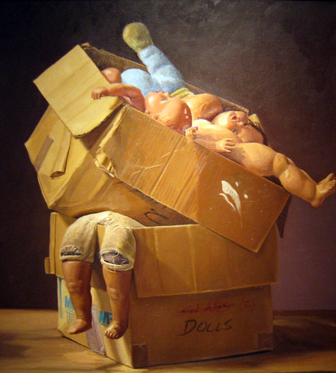 "Boxes of Dolls" by Mikel Glass.