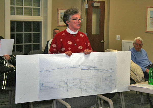 Diane Herold, a local architect, presents plans for making Lashley Beach handicap accessible.