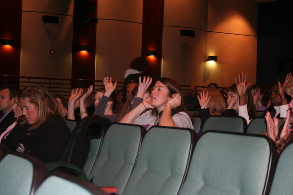 American Sign Language students signed their Applause for speakers who talked on behalf of keeping The American Sign Language Program.