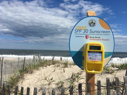 One of the sunscreen stations at Tiana Beach.  DANA SHAW