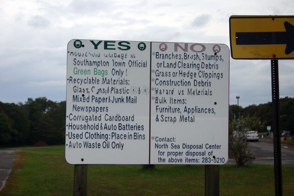 Rules and regulations at the Westhampton Recycling Center.