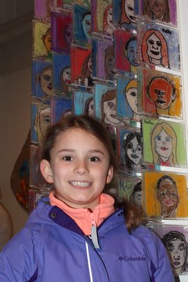 Third grader Casey Stumpf at the 22nd Annual Student Art Festival, Part I For Grades K-8, which will be on view through Sun