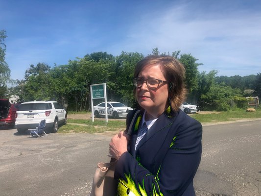 Kerriann Kelly, the district attorney's homicide bureau chief, appeared at East Hampton Town Justice Court on Friday.       MICHAEL WRIGHT