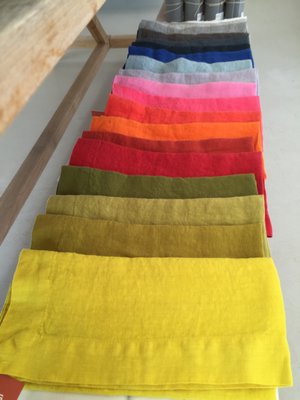 Disposable cloth napkins in a rainbow of colors. STEVEN STOLMAN