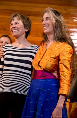 Libero Canto singer Deborah Carmichael, left, and her sister Isabel Carmichael, a board member of the Amagansett Life-Saving Station, June 2018. OLGA GOWOREK