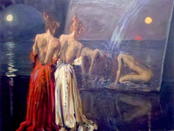 Jim Gingerich's "Two Moons" is now on view at Crazy Monkey in Amagansett.