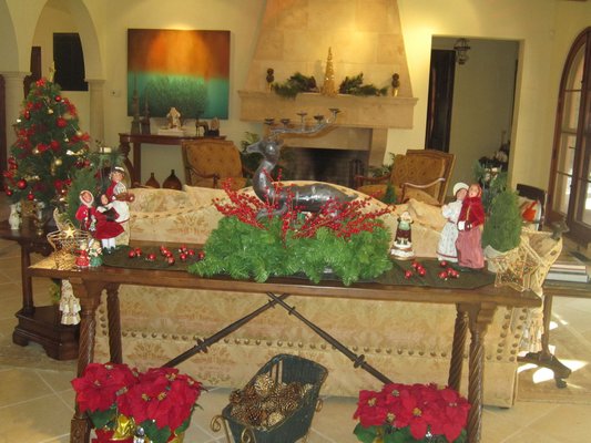 Jeffrey and Tara Liddle decorate for Christmas inside their Tuscan villa on Quiogue COURTESY TARA LIDDLE