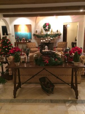Jeffrey and Tara Liddle decorate for Christmas inside their Tuscan villa on Quiogue. COURTESY TARA LIDDLE
