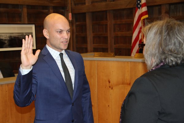 Councilman David Lys was sworn in on Thursday to a one-year term on the Town Board.   MICHAEL WRIGHT