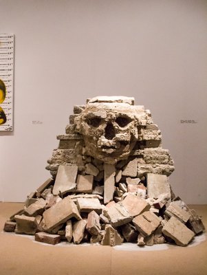 Banksy's mixed media sculpture "Sphinx" part of his "Better than In" series. MAGGY KILROY