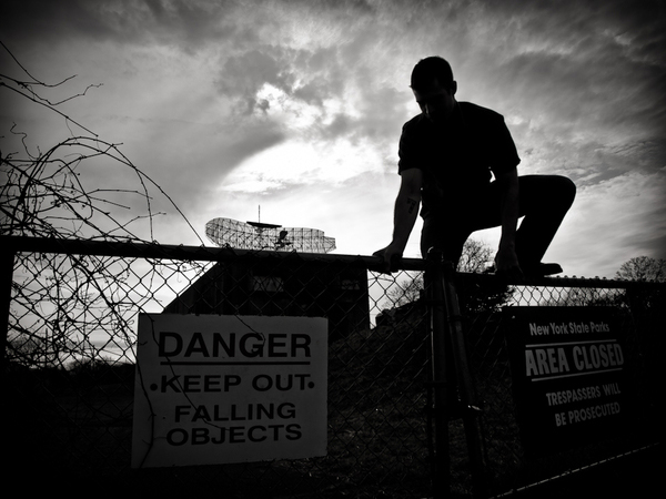 Filmmaker Christopher Garetano at Camp Hero on the set of "Montauk Chronicles." COURTESY CHRISTOPHER GARETANO