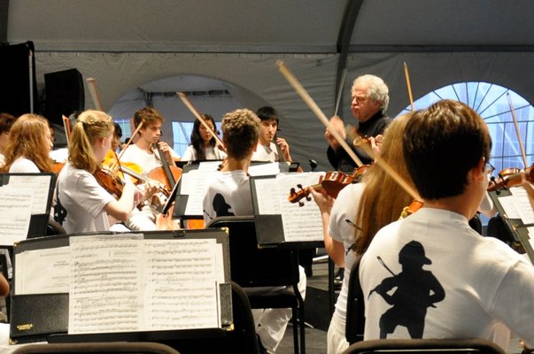 CMW Director Merry Peckham performs with young artists at the 2013 “Classical Collaborations” concert. SEAN LEE