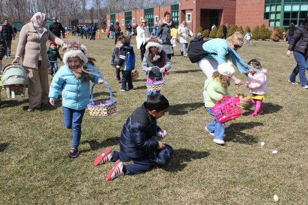 March 28: A mad dash marked the start of Saturday’s East Quogue Chamber of Commerce Easter Egg Hunt, held at the East Quogue Elementary School.