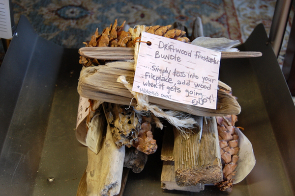Driftwood fire-starter bundles are sold at Hildreth's in Southampton.