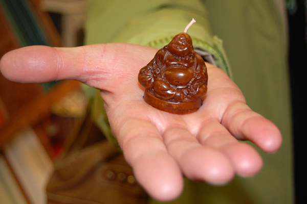 Happy Buddha candles, sold at Hildreth's in Southampton, make great hostess gifts.