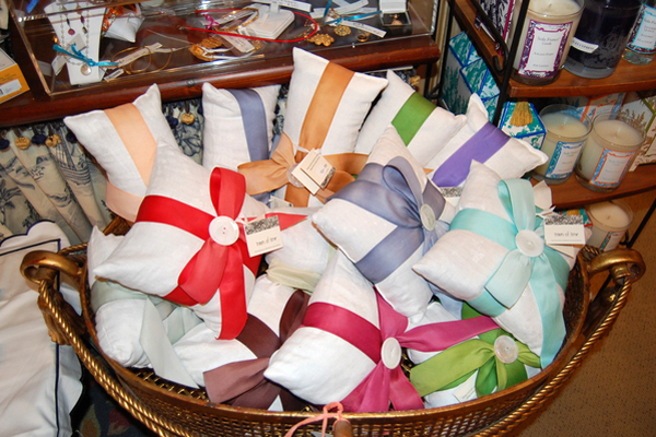 These antique linen, lavender-filled potpourri pillows are available at Simply French in Southampton.