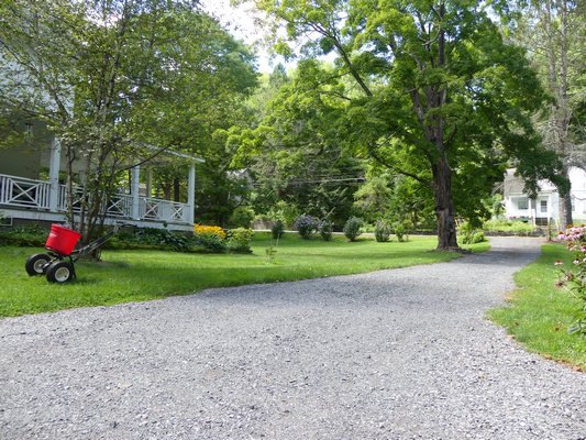 Relaxing on the driveway after the last lawn fertilizer application. It's not what it appears at this deceptive angle. ANDREW MESSINGER