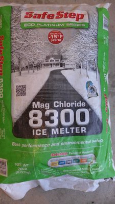 This product is magnesium chloride. It’s the most expensive ice melter and not always available but it’s the best material to use when you want a material that’s easy on hardscapes and plants. ANDREW MESSINGER