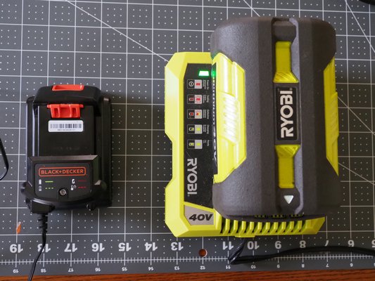 If you own battery-operated tools, the batteries need to be maintained during the winter by keeping them charged. Smart chargers like the one on the right for a line trimmer can diagnose issues and show charge levels. The smaller battery on the left is for a hedge trimmer and while not quite as smart this battery can show charge levels, a battery beyond recovery and a battery that’s too cold or hot to charge. ANDREW MESSINGER