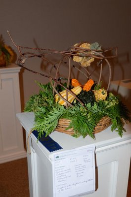 A blue ribbon was won by Southampton Garden Club President, Pat Nadosy, for her novice entry in 'Harvest Moon' at the club's annual flower show. CINDY WILLIS