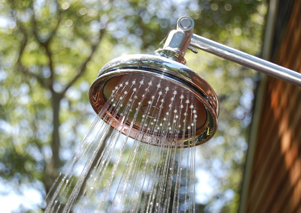 Michael Mezzacappa's outdoor shower in Springs.  Dawn Watson