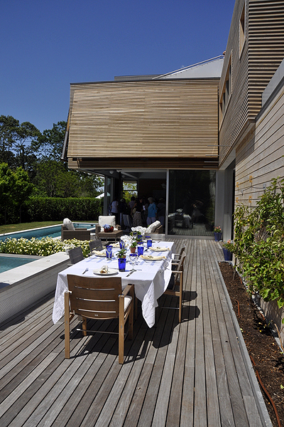 Outside architect Stuart Disston's house on Assups Neck Lane in Quogue. MICHELLE TRAURING