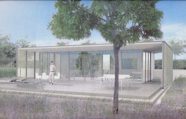 Leroy Street Studio Architecture's rendering of what the proposed accessory pavilion will look like from the east at 511 Daniels Lane.