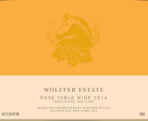 Label design for Rosé Table Wine from Wölffer Estate Vineyards in Sagaponack. COURTESY WOLFFER ESTATE VINEYARD