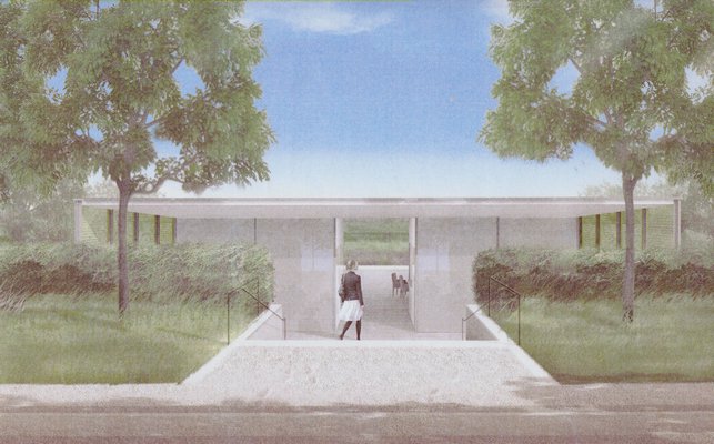 Leroy Street Studio Architecture's rendering of what the proposed accessory pavilion will look like at 511 Daniels Lane.