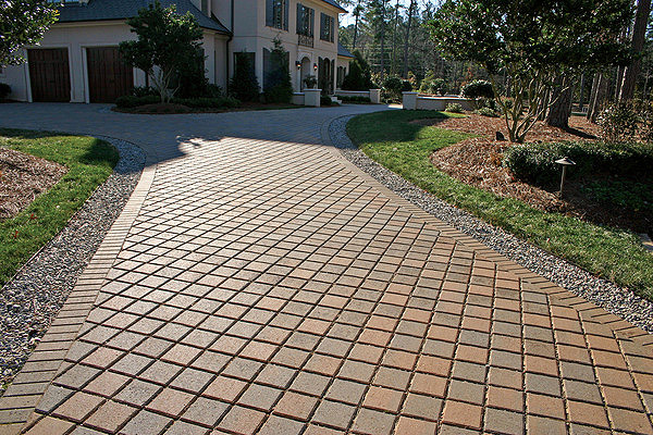 Environmentally friendly pavers in the SF-Rima style and golden brown blend. COURTESY NICOLOCK