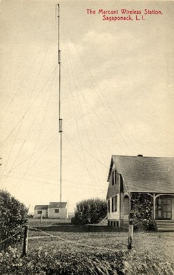 A postcard depicting the former Marconi tower in Sagaponack.