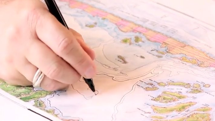 Joseph Tarella at work on one of his Coastal Art Maps. COURTESY COASTAL ART MAPS