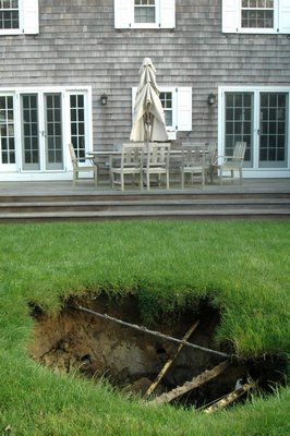 An old, block-style cesspool recently collapsed in Southampton Village. COURTESY RUSSELL BEAL