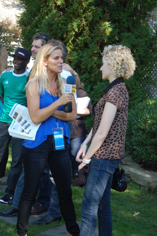 Zoey Breen interviews Julia Garner at The Maidstone in East Hampton on Friday.   DAWN WATSON