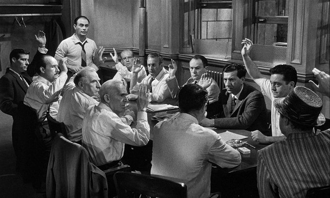 A film still from the 1954 teleplay "Twelve Angry Men."