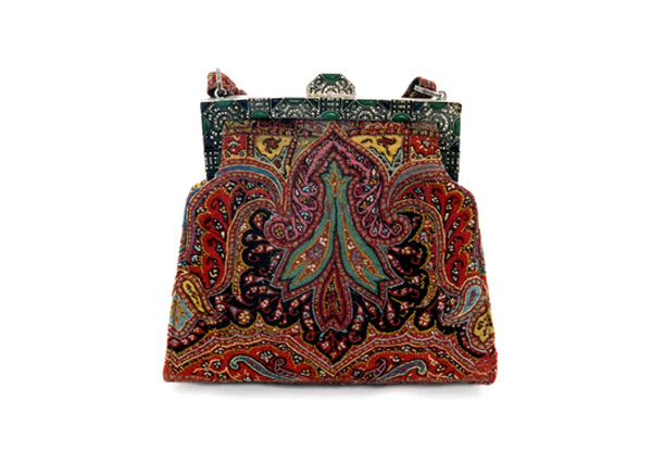 Antique Persian Paisley Needlework Purse with Art Deco Frame, Remade in the 1920s.