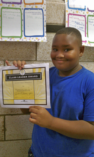 Tre Hampton one of the fourth grade Positive Behavioral Intervention and Support winners for October at the Bridgehampton School.