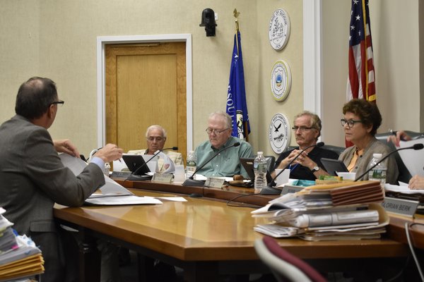 The Southampton Town Planning Board met with Michael Bontje of B. Laing Associates on Thursday to discuss the golf course application. VALERIE GORDON