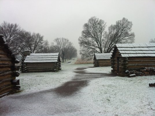 Huts at Valley Forge.           COURTESY VALLEY FORGE NATIONAL PARK